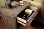Rustic Natural Tone Finish Solid wood 1pc Nightstand Brass Hanging Pull Ball Bearing Metal Glides Bedroom Bedside Table - as Pic