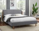 Mid-century Modern Gray Polyster Fabric Wingback Design 1pc California King Size Bed Headboard Bedroom Furniture - as Pic