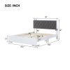 Queen Size Upholstered Bed with LED Light,Modern Platform Bed with with Velvet Headboard,White - as Pic