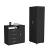 2 Piece Bedroom Set, London Armoire + Rioja 4 Drawer Dresser, Black - as Pic