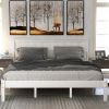 Platform Bed Frame with Headboard, Wood Slat Support, No Box Spring Needed, Queen, White(OLD SKU:WF191420AAK) - as pic