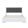 Queen Size Upholstered Bed with LED Light,Modern Platform Bed with with Velvet Headboard,White - as Pic
