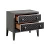 Modern Styling Bedroom 1pc Nightstand of 2 Drawers Faux Leather Upholstered Gray Classic Design Wooden Furniture - as Pic