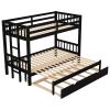 Twin over Pull-out Bunk Bed with Trundle, Espresso - as pic