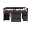 Low Study Twin Loft Bed with Cabinet and Rolling Portable Desk - Espresso (OLD SKU :LP000113AAP) - as pic