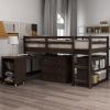 Low Study Twin Loft Bed with Cabinet and Rolling Portable Desk - Espresso (OLD SKU :LP000113AAP) - as pic