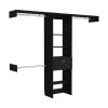 Manchester 250 Closet System, Five Open Shelves, One Drawer, Three Metal Rods -Black - as Pic