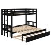 Twin over Pull-out Bunk Bed with Trundle, Espresso - as pic