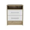 Rowley 2-Drawer 1-Shelf Rectangle Nightstand White and Light Oak - as Pic