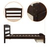 Platform Twin Bed Frame with Storage Drawer and Wood Slat Support No Box Spring Needed, Espresso - as pic