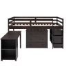 Low Study Twin Loft Bed with Cabinet and Rolling Portable Desk - Espresso (OLD SKU :LP000113AAP) - as pic