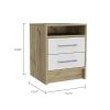 Rowley 2-Drawer 1-Shelf Rectangle Nightstand White and Light Oak - as Pic