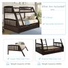 TOPMAX Solid Wood Twin Over Full Bunk Bed with Two Storage Drawers, Espresso - as Pic