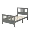 Wood Platform Bed with Headboard and Footboard, Twin (Gray) - as pic
