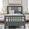 Wood Platform Bed with Headboard and Footboard, Twin (Gray) - as pic