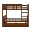 Full Over Full Bunk Bed with Twin Size Trundle, Walnut (old sku: LP000250AAL) - as pic