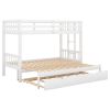 Twin over Pull-out Bunk Bed with Trundle, White - as pic