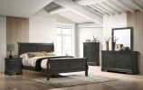 Classic Contemporary California King Size Bed Gray Louis Phillipe Solidwood 1pc Bed Bedroom Sleigh Bed - as Pic