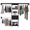 Manchester 250 Closet System, Five Open Shelves, One Drawer, Three Metal Rods -Black - as Pic