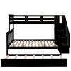 Twin-Over-Full Bunk Bed with Twin size Trundle, Storage and Guard Rail for Bedroom, Dorm, for Adults, Espresso(OLD SKU :LT000119AAP) - as Pic