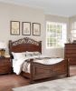 Formal Traditional Dark Cherry Color 1pc Queen Size Bed Tufted Faux Leather Headboard Footboard Bedframe - as Pic