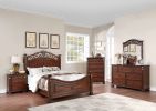 Formal Traditional Dark Cherry Color 1pc Queen Size Bed Tufted Faux Leather Headboard Footboard Bedframe - as Pic