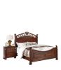 Formal Traditional Dark Cherry Color 1pc Queen Size Bed Tufted Faux Leather Headboard Footboard Bedframe - as Pic