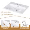 24" Bathroom Vanity with Sink, Bathroom Vanity Cabinet with Two Doors and Gold Metal Frame, Open Storage Shelf, White - as Pic