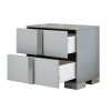 Elegant Nightstand with Metal Handle,Mirrored Bedside Table with 2 Drawers for Bedroom,Living Room,Grey - as Pic