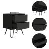 Mansfield 2-Drawer Rectangle Nightstand Black Wengue - as Pic