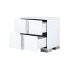 Elegant Nightstand with Metal Handle,Mirrored Bedside Table with 2 Drawers for Bedroom,Living Room,White - as Pic