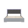 4-Pieces Bedroom Sets Queen Size Upholstered Bed with LED Lights, Mirrored Nightstands and Dresser with Metal Handles and Legs,Grey - as Pic