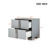 Elegant Nightstand with Metal Handle,Mirrored Bedside Table with 2 Drawers for Bedroom,Living Room,Grey - as Pic