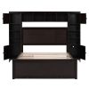 Full Size Wooden Bed With All-in-One Cabinet, Shelf and Sockets, Espresso - as Pic