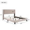 Queen Size Velvet Upholstered Platform Bed, Box Spring Needed - Beige - as pic