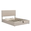 Queen size Upholstered Platform bed with a Hydraulic Storage System - Beige - pic