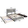 GRAY QUEEN SIZE TRUNDLE PULL OUT DRAWERS STORAGE UPHOLSTERED BED MODERN DESIGN NO BOX SPRING REQUIRED - as Pic