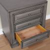Gray Solid wood 1pc Nightstand Nickel Round Knob Transitional Style 3-Drawers Nightstand w Under Nightlight - as Pic