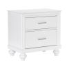 Modern Bedroom Furniture Two Drawers Nightstand 1pc White Finish Acrylic Crystal Drawers Wooden Furniture - as Pic