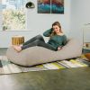 Jaxx Arlo Chaise Lounge Bean Bag Chair - Premium Chenille, Beige - Beige - Chenille