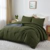 Boho Comforter Set, Boho Bedding set with Pom Poms Fringe Design, 1 Aesthetic Comforter and 2 Pillowshams - Olive Green - King