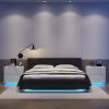 Nightstands LED Side Tables Bedroom Modern End Tables with 2 Drawers for Living Room Bedroom White - as Pic