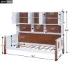 Twin Size Platform Bed with Multiple Storage, White+Walnut - as Pic
