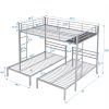 Full over Twin&Twin Size Bunk Bed with Built-in Shelf, Silver - as Pic