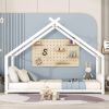 Twin Size Metal House Bed, White - as Pic