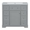 36" Bathroom Vanity with Sink Combo, One Cabinet and Six Drawers, Solid Wood and MDF Board, Grey - as Pic