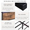 Full Size Bed Frame with Storage Headboard and 2 Drawers, LED Lights Bed with Charging Station, Metal Platform Bed No Noise, Mattress Foundation Stron