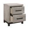 Attractive Gray Finish 1pc Nightstand of 2x Drawers Metal Bar Hardware Premium Melamine Board Wooden Bedroom Furniture - as Pic
