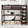 Full Size Loft Bed with Storage Shelves and Under-bed Desk, Espresso(OLD SKU:SM000246AAP-1) - as pic