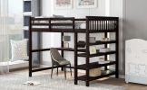 Full Size Loft Bed with Storage Shelves and Under-bed Desk, Espresso(OLD SKU:SM000246AAP-1) - as pic